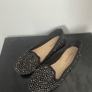 Zigi Soho Women 6 Simpson Black Embellised Studded Loafer Flats Slip On Edgy